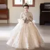 Vestido de Pasarela para Niñas de Manga Larga Color Champaña 2026 Nuevo Estilo Falda Tutú con Lentejuelas Disfraz para Piano de Niñas