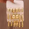 Conjunto de brincos C-shaped vintage transfronteiriço com textura desgastada e design torcido, argolas douradas, brincos mistos para mulheres europeias e americanas atacado