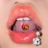 Anéis de Língua com Folha de Ouro de 6 Cores Aço Inoxidável Borracha Revestida com Óleo Joias para Língua Acessórios de Body Piercing Transfronteiriços Atacado Transfronteiriço
