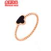 [Acero de titanio de cuerpo completo] Versión coreana del anillo de acero de titanio de trébol de cuatro hojas de mariposa negra para mujer, de alta calidad, no se decolora, anillo retorcido
