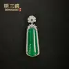 Rojo Neto Chapado en Plata 925 Estilo Nacional Retro alta calidad Verde Imperial Natural Verde Completo Sin Importar Tarjeta Ágata Colgante en Vivo