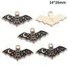 Accesorios para Joyería de Aleación con Goteo de Aceite DIY Colgantes de Mariposa Oscura Murciélago Pendientes Pendientes Pulsera Colgante W508