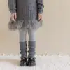 Sapatos Shang Mian Meias Infantis Outono Inverno Espessadas Quentes Caxemira Meias Largas Versátil com Leggings Menina Bebê Aquecedores de Pernas