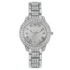 Relógio Feminino Popular de Moda Cravejado com Diamantes, Relógio de Quartzo Romano, Estilo Pulseira, Relógio de Moda de Luxo para Meninas