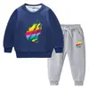 Conjunto de suéter infantil outono e inverno 2023 Estilo ocidental novo grande infantil de veludo acolchoado quente de inverno com mangas compridas