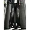 Calça jeans de trabalho listrada estilo americano para homens, nova, moderna, corte solto, versátil, high-street, descolada, perna larga, perna reta