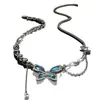 Accesorios de Collar de Mariposa de Zirconia Estilo Punk Industrial Pesado para Mujeres, Exquisitos y de Alta Gama, Cadena para el Cuello Clavícula de Lujo Ligero Nicho Joyería