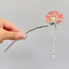Horquillas Exquisitas Estilo Antiguo al por Mayor, Horquillas de Flor de Magnolia, Accesorios para el Cabello con Borlas, Horquillas de Forma de U de Alta Gama