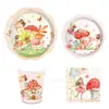 Mh001 Prato de Papel Especial Formato Pétala Cogumelo Elfo Utensílios de Mesa para Festa Conjunto de 4 Peças para 8 Pessoas Prato de Papel Copo de Papel
