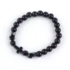 Pulseira de joia Amazon europeia e americana pinho azul com cruz pedra natural pulseira de contas feita à mão joia feminina atacado