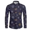 Camisa para Hombre Estilo Nuevo Otoño Europa Cruzada Elemento Copo de Nieve Impresión 3D Moda Talla Grande Camisa con Cuello