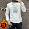 Otoño e Invierno Nuevo Suéter de Manga Larga para Hombre Camiseta Cuello Redondo Estampado Caliente Tiburón Casual Cómodo Cálido Top con Forro Polar para Hombre