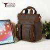 Bolso bandolera de cuero genuino para hombre, estilo retro, personalizado, multifuncional, de gran capacidad, para exteriores, bolso bandolera de cuero genuino.
