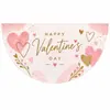 Bandera de Abanico de Medio Círculo Popular Transfronteriza para el Día de San Valentín, Tela Romántica de Corazón de Amor para Colgar en la Pared, Decoración para Fiestas Festivas, Fondo para Fotos