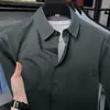 Camisa de Algodón Puro de Manga Corta para Hombre Verano Casual Holgada Ropa de Hombre Camisa Fina de Media Manga Solapa Abrigo Superior de Hombre a la Moda