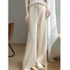 Calça Larga Feminina Nova Outono/Inverno 2026 Transfronteiriça, Cintura Alta, Solta, Emagrecedora, Cintura Elástica, Tricô, Com Costura Central, Longa, Para Uso ao Ar Livre