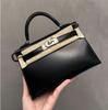 Outlet de fábrica caja Glow Piel de Vaca Segunda Generación Bolso Kelly 19 Cuero Genuino Bolso de Hombro Bolso Mini Versátil