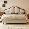 Cama de princesa color crema estilo francés para gato resistente a los arañazos en apartamento pequeño, cama mariposa de lujo ligero, dormitorio principal de apartamento pequeño, cama de boda, cama doble