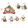 Decoración de Pastel de Navidad Transfronteriza Enchufe de Papá Noel Árbol de Navidad Círculo de Hierba Tarjeta con Enchufe de Decoración de Hojas