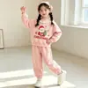 Conjunto de Santa Claus para niña de primavera y otoño: una sudadera elegante de manga larga con cuello redondo de encaje y leggings a juego, un conjunto de dos piezas