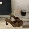 Novas Sandálias Femininas de Salto Alto da Moda Primavera/Verão 2026 Sandálias de Sandália com Temperamento Simples Francês Sandálias Elegantes com Bico Quadrado