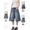 Calças Cropped Jeans Americano Retrô Plus Size para Mulheres, Estilo Novo de Verão, Calças Capri Casuais Soltas de Perna Larga, Shorts Retos