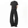 Calça Social Larga de Design de Luxo Estilo Americano Casual para Homens e Mulheres, Calça Longa Retrô Street Style Solta e Fluida com Rebites e Pregas