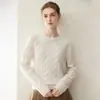 Suéter de cachemira pura para mujer, nuevo estilo otoño e invierno, versátil, simple, jersey de cuello redondo, tejido, suéter cálido