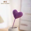 Rama de flor individual con forma de corazón tridimensional tejida a mano, arreglo de flores de escritorio tejido con hilo, decoración de regalo para el Día de San Valentín