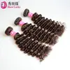 Peruca Africana Fábrica de Perucas Alibaba Marrom 2# Ondulado Profundo Mechas de Cabelo Humano