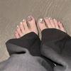12 peças de unhas postiças brancas brilhantes feitas à mão, unhas dos pés, adesivos para unhas dos pés, adesivos para unhas temperamentais