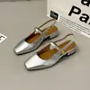 Zapatos de tacón grueso estilo Mary Jane retro de una sola tira para mujer 2026 nuevos de verano punta cuadrada espalda descubierta estilo coreano versátiles sandalias de tacón medio punta cerrada