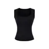 Camiseta sin mangas deportiva estilo americano para mujer, básica de verano, elástica, ajustada, con cuello cuadrado, sin mangas, para yoga