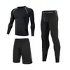 Conjunto de Roupa Fitness Masculina Conjunto Esportivo Masculino de Três Peças Secagem Rápida Corrida Noturna Treinamento Esportivo Conjunto de Roupa Fitness