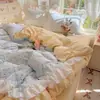 Conjunto de Roupa de Cama de Algodão Classe A Quatro Peças Novo 2026 Capa de Edredom Lençol de Elástico Conjunto de Três Peças para Dormitório Estudantil 3