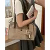 Bolsa de Ombro Retro Grande Capacidade para o Dia a Dia Feminina Nova Bolsa Tote de Camurça Pasta de Ombro