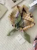 Algodão Linho Macio Amigo da Pele Respirável Proteção para o Pescoço Lenço Quadrado Pequeno Ponto de Onda Flor de Castanha Lenço de Cabeça Versátil Novo Lenço Lenço de Seda Mulheres