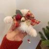 Pinza para el cabello de felpa de Navidad Otoño e Invierno para mujer con lazo en la parte posterior de la cabeza, pinza grande de tiburón, pinza para el cabello dulce y genial