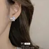 Pendientes Colgantes Exquisitos de Flor de Perla de Circonita de Aguja Plateada, Pendientes Dulces Elegantes de Nicho, Pendientes de Lujo Ligero de Gama Alta para Mujer