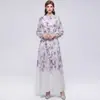 Vestido de Manga Larga con Cuello Alto Estampado Retro Estilo Commuting Transfronterizo, Vestido Acampanado con Cinturón para ceñir la cintura, Comercio Exterior