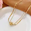 Colar de temperamento transfronteiriço que não desbota, corrente de clavícula dourada em aço inoxidável, versátil, moderno, luxuoso, nova joia feminina