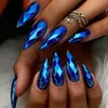 Rhinestones de Metal Brilhante Multifacetados Romboides Estéreo 3D Manicure Moda Estilo Ins Europeu e Americano Unhas Redondas Amêndoa Série Azul