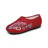 Zapatos de algodón de dos piezas, de suela blanda moldeada por inyección, para mujer, de invierno, con forro de algodón, de tela bordada, zapatos planos casuales de suela blanda para embarazadas.