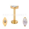 Paquete Ojo de Caballo Chapado en Oro de Titanio F136 con Zirconia 5A Joyería para Perforación de Uñas de Labios Aleación de Titanio G23 Accesorios Dorados para Uñas de Oreja