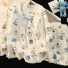 2026 versión coreana ins algodón nube dibujos animados encaje pijamas para niños ropa de casa transpirable manga larga lindo conjunto para niñas