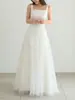 Vestido de Novia Ligero Estilo Coreano para Fotografía de Viaje, Estilo Ultra-Hada con Escote Cuadrado, Bordado de Malla, Adecuado para Actuaciones de Piano, Anfitrionas de Banquetes y Vestidos de Noche Elegantes