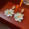 Aretes de Flores Color Diamante Aguja de Plata Frescos Combinables Elegantes Lujo Ligero Gama Alta Accesorios para Orejas para Mujer Venta al Mayoreo