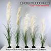 Cabeza de pasto de caña real de un solo tallo hojas falsas boda flores artificiales manojo de pasto cebolla plantas artificiales vegetación falsa paisajismo