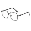Gafas de Marco Metálico Grande de Moda Sin Graduación Tendencia Transfronteriza Fotocromáticas Anti-Luz Azul Marco de Gafas de Comercio Exterior Europeo y Americano para Mujeres