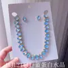 Conjunto de dos piezas de collar y pendientes de cristal de colores geométricos elegantes de alta gama, superventas transfronterizo, collar para la clavícula, para vestidos de noche